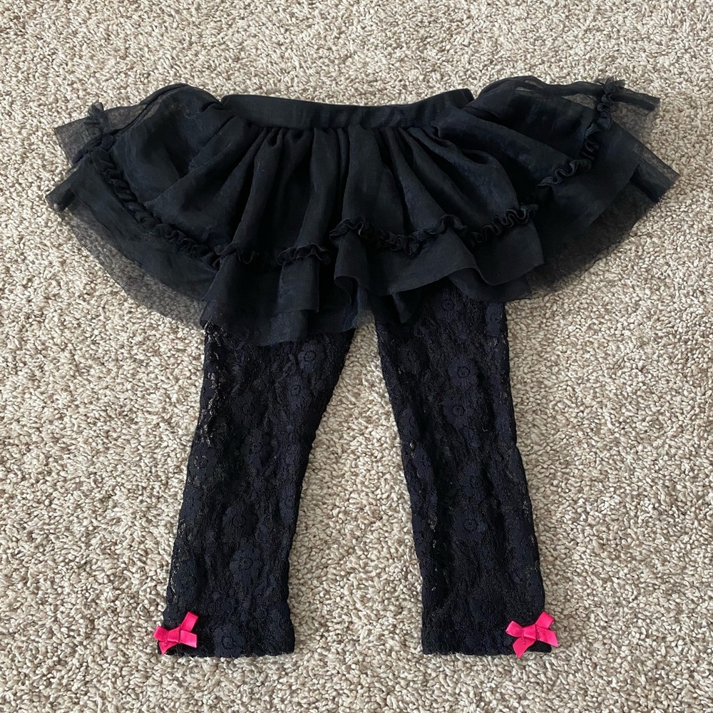 Baby Starters baby girl black lace leggings & tutu combo size 9 months